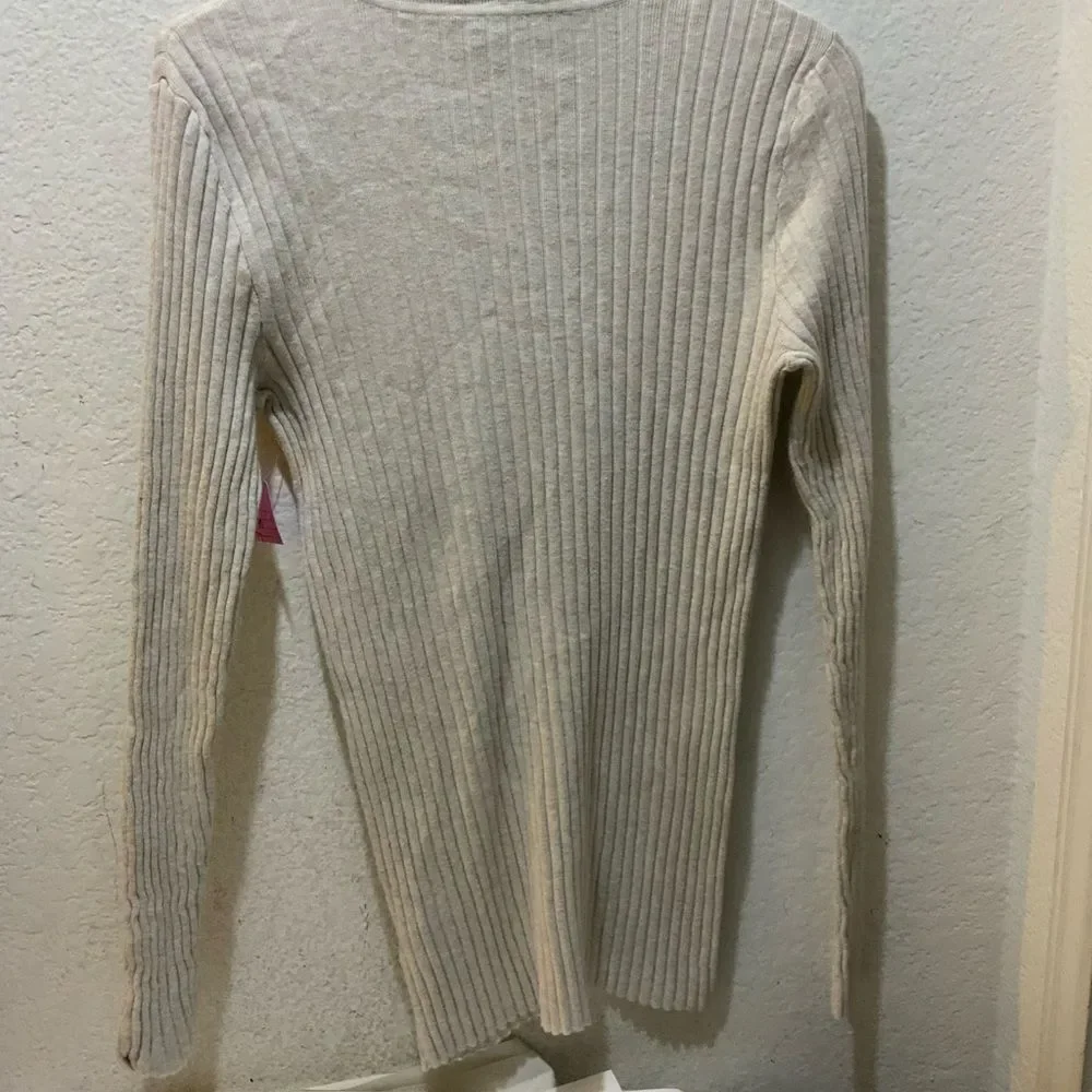 Tory Burch Womens Size M Long Sleeve Turtleneck Ribbed Sweater